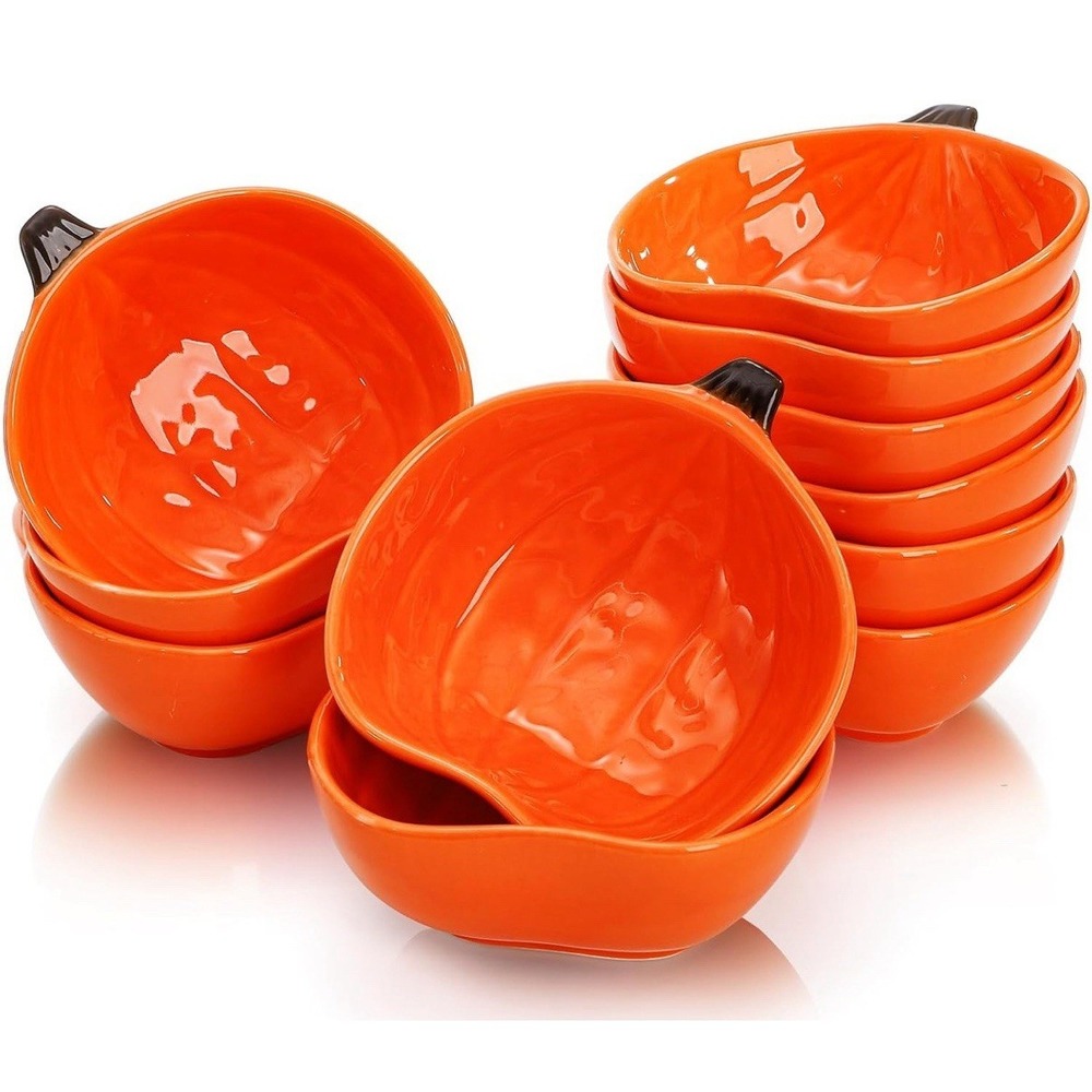 12 Pieces Pumpkin Ramekins Fall Ramekins Ceramic Thanksgiving Bowls 6 oz Oven Sa